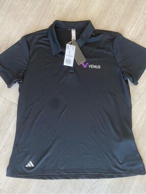 NWT Adidas Women L A231 Performance Golf Polo Shirt Black Venus Logo DY0585 2024